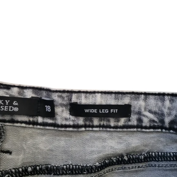 Lucky & Blessed Jeans Womens Acid Wash Wide Leg Denim Retro Hippie Flared Pants - Picture 13 of 13